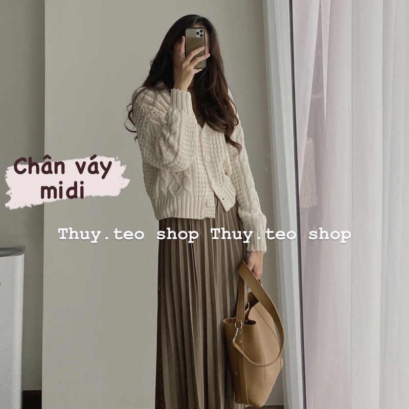 [ CÓ SẴN ] CHÂN VÁY TRƠN XẾP LI MIDI QUẢNG CHÂU