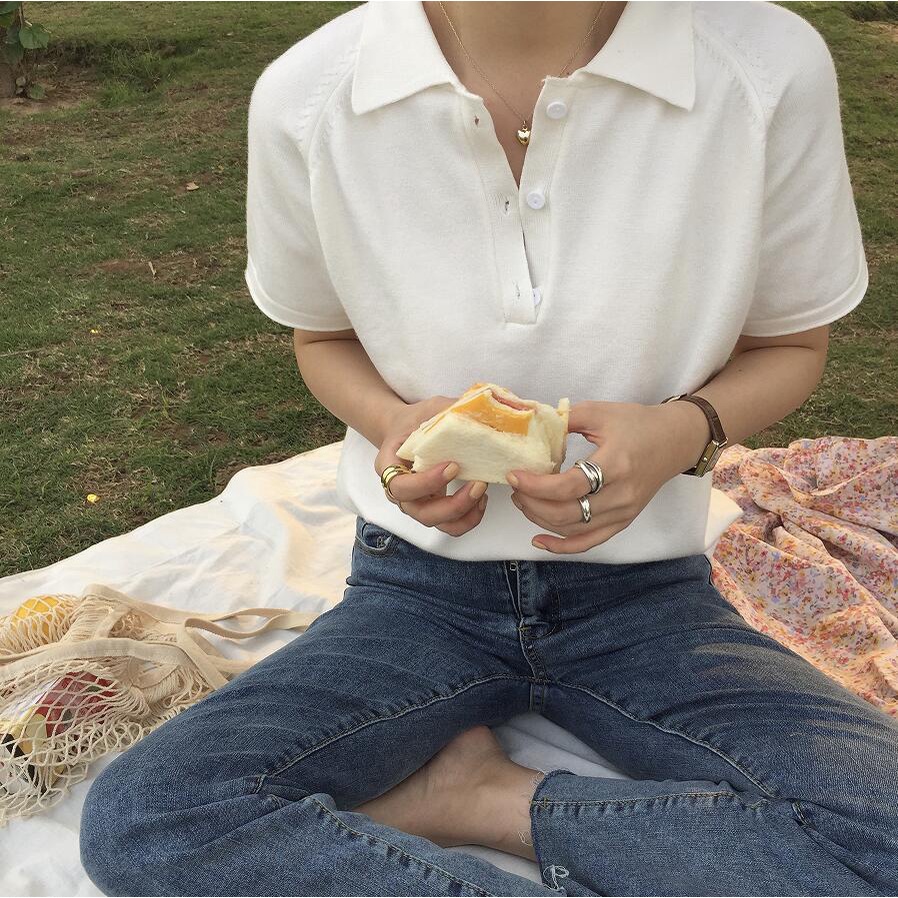 Áo Polo Ngắn Tay Trơn Màu Xinh Xắn Dành Cho Nữ 42222