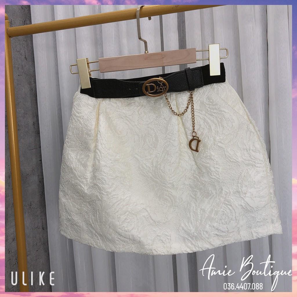 Chân váy Tacta Trắng vân hoa nổi.Chân váy ngắn giấu quần kèm đai sang chảnh. | BigBuy360 - bigbuy360.vn