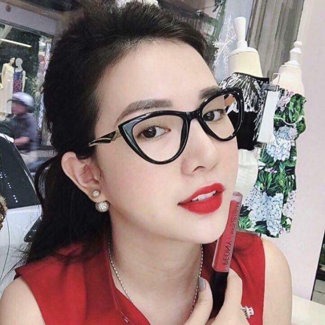 ❤️ HOT TREND ❤️ Gọng Kính Giả Cận Mắt Mèo Kính Gọng Cận Lắp Được Mắt Độ Kính Trắng O Độ