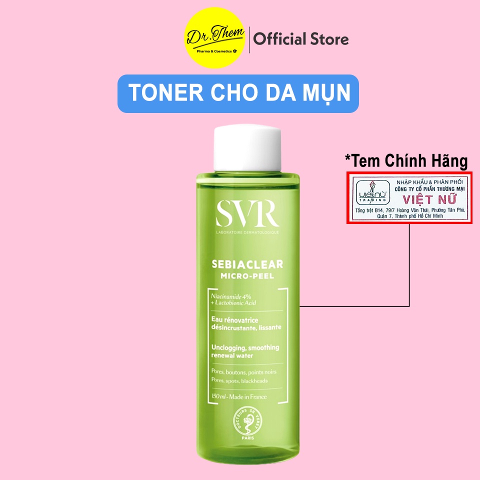 SVR Sebiaclear Micro Peel 150ml - Nước Cân Bằng Cho Da Dầu Mụn - Toner