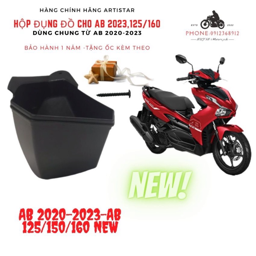 Hộc Đựng Đồ xe AB 2020 đến AB 2022 Mới Artistar chính hãng, hộc trang trí xe air blade, Hộp Đựng Đồ AB 2023 AB 160cc