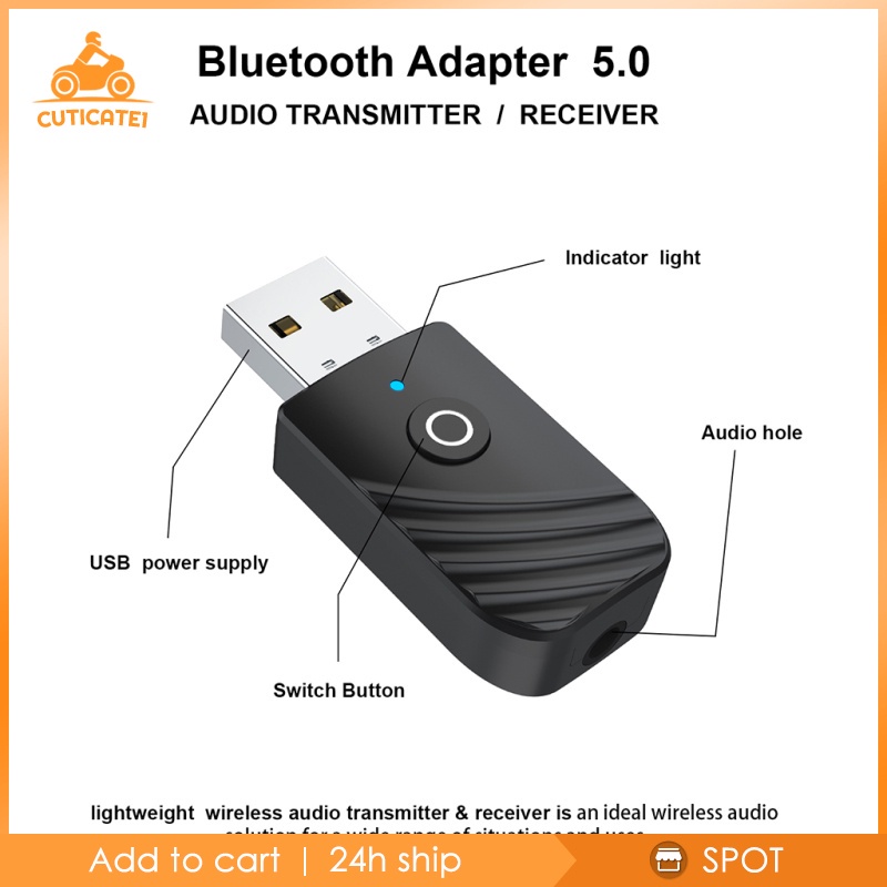 ✨Hàng sẵn sàng✨Usb Thu Phát Bluetooth 5.0 Cut1-8 Cổng 3.5mm Aux Cho Loa Xe Hơi / Tv / Pc
