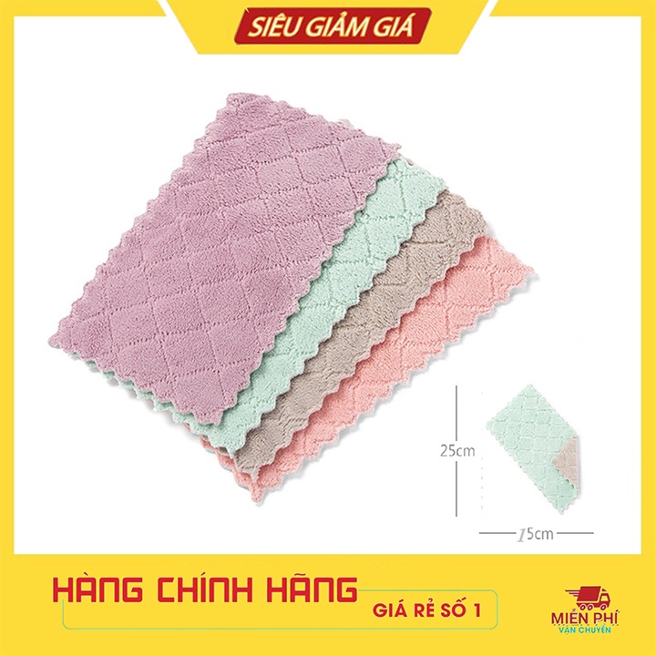 Khăn lau đa năng nhà bếp cao cấp 2 mặt siêu thấm nước siêu mềm mại 15x25cm