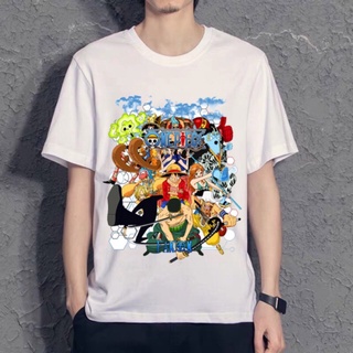 Áo thun team One Piece cotton màu trắng cổ tròn cực hot