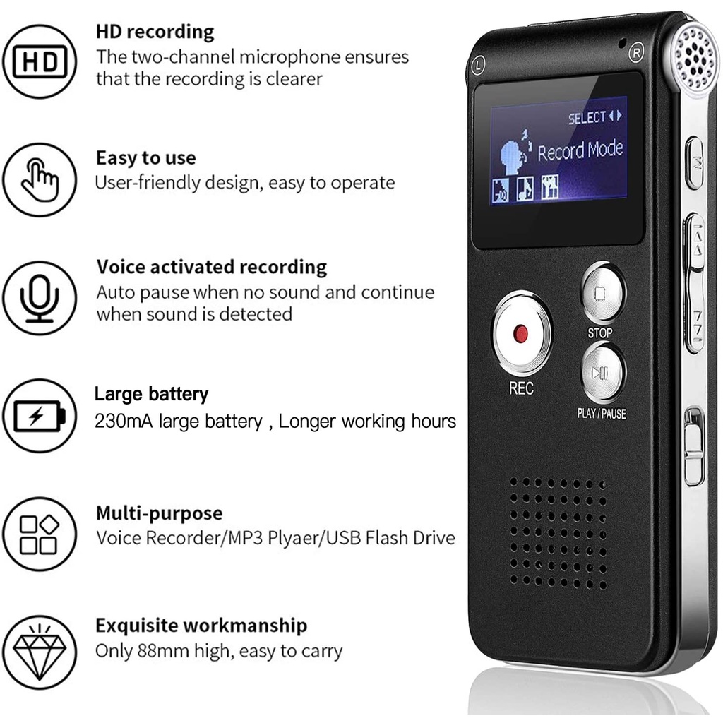 Máy ghi âm giọng nói mini siêu nhỏ SK-012 8GB Kỹ Thuật Số Mini Ghi Âm Giọng Máy Nghe Nhạc MP3 Máy Ghi Âm Điện Thoại Âm Thanh Dụng cụ cần thiết cho nhà báo phóng viên ,Hoc sinh