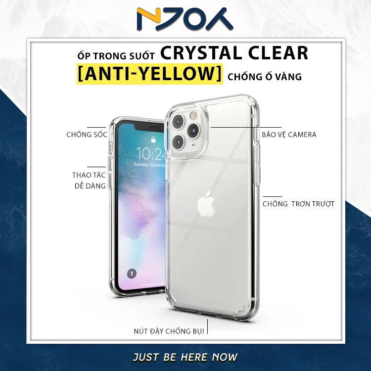 Ốp Lưng Trong Suốt Crystal Chống Ố Vàng Chất Liệu Cao Su Dẻo Cho iPhone 13 Pro Max 12 Pro Max 11 Pro Max Njoyshop