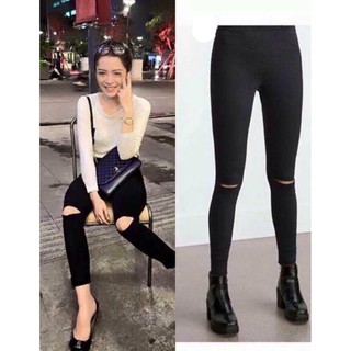 Quần Legging, Quần Cạp Cao Rách Gối