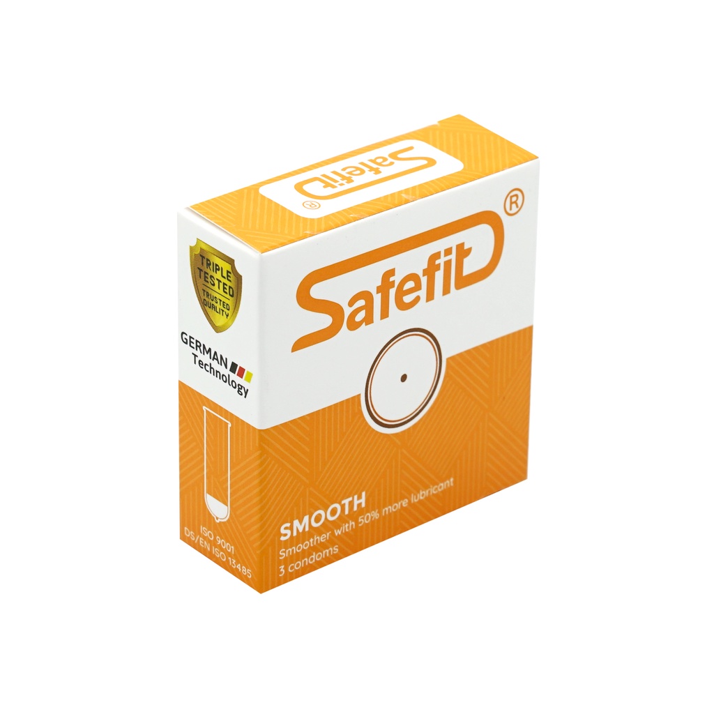 [ 49mm - Mỏng ] Hộp 3 Bao Cao Su Safefit Smooth Size nhỏ ôm sát - Mỏng - Không hôi cao su