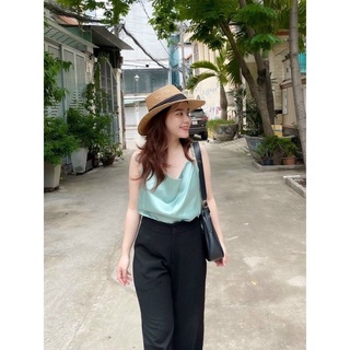 Áo hai dây  cổ đổ  phi lụa  HANI SG PHOJ dây xích PC551