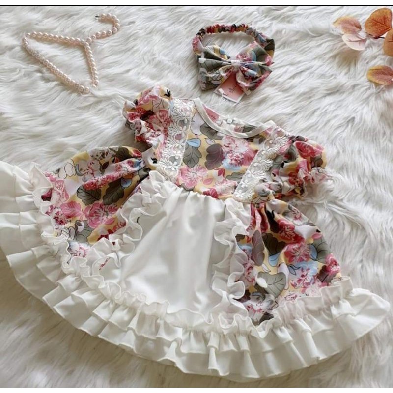 Đầm bé gái lụa hoa❤️ FREESHIP ❤️ Váy trẻ em form công chúa bồng bềnh kèm băng đô size 5kg - 30kg
