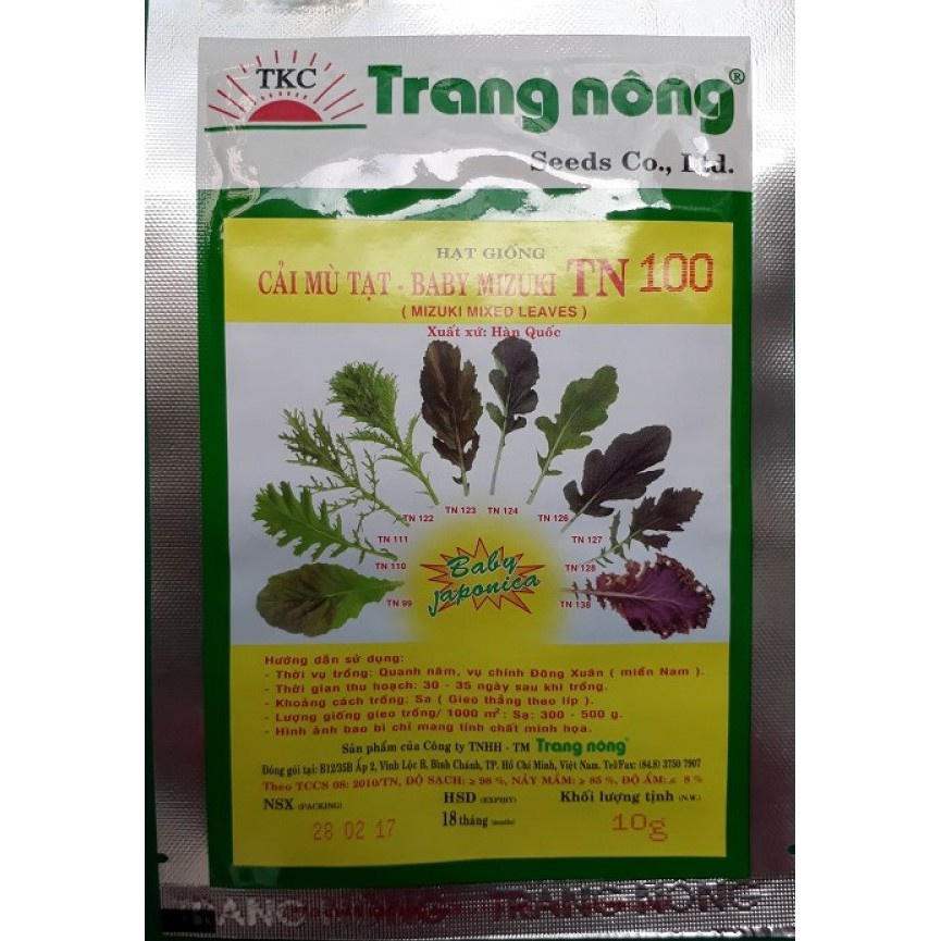 Gói 10gram Hạt Giống Cải Mù Tạt Mix 10 Loại Trang Nông TN 100