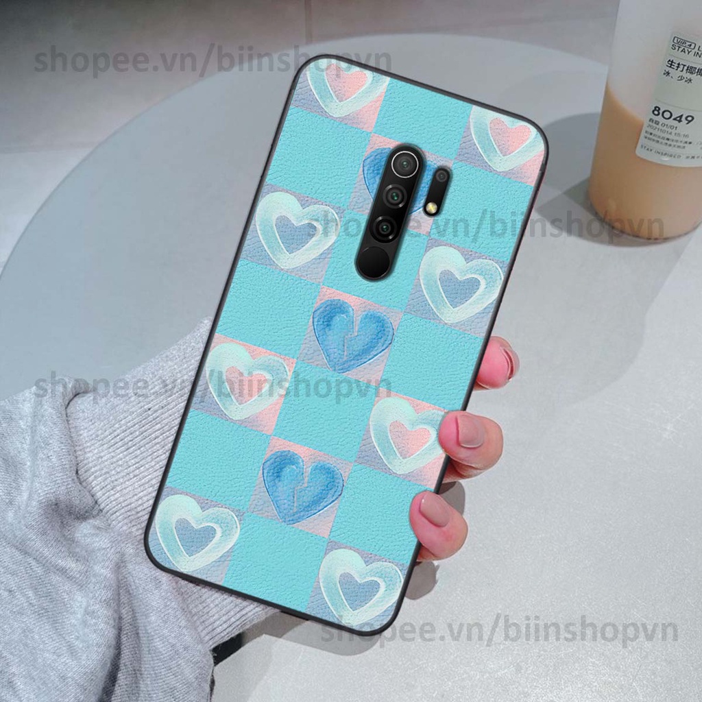 Ốp Xiaomi Redmi 9 caro trái tim nhiều màu sắc, đầy cá tính, khẳng định phong cách
