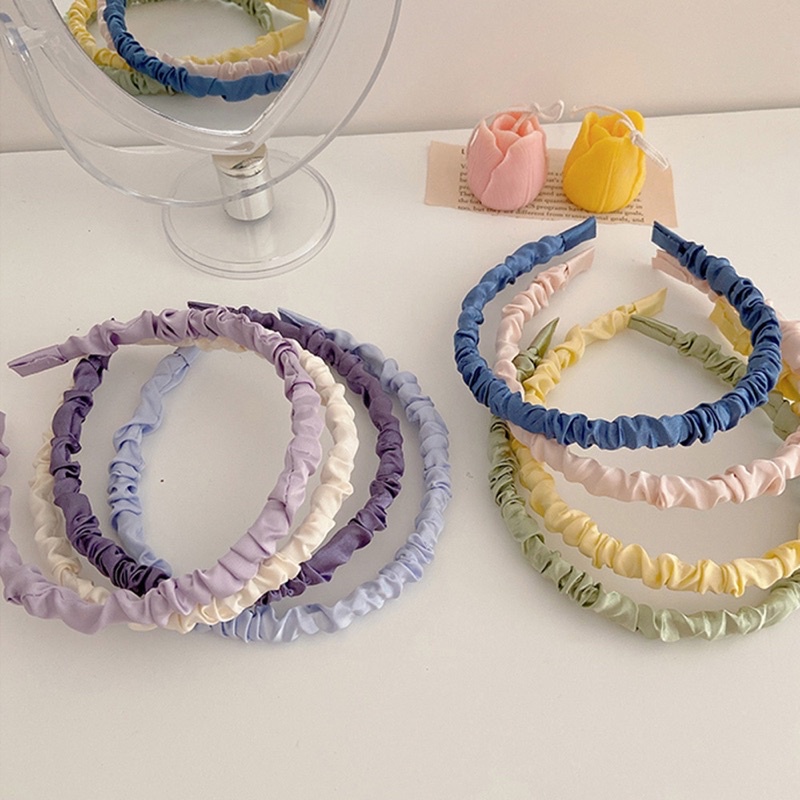 Cài tóc vải satin dún bèo phong cách Hàn Quốc xinh xắn cho nữ