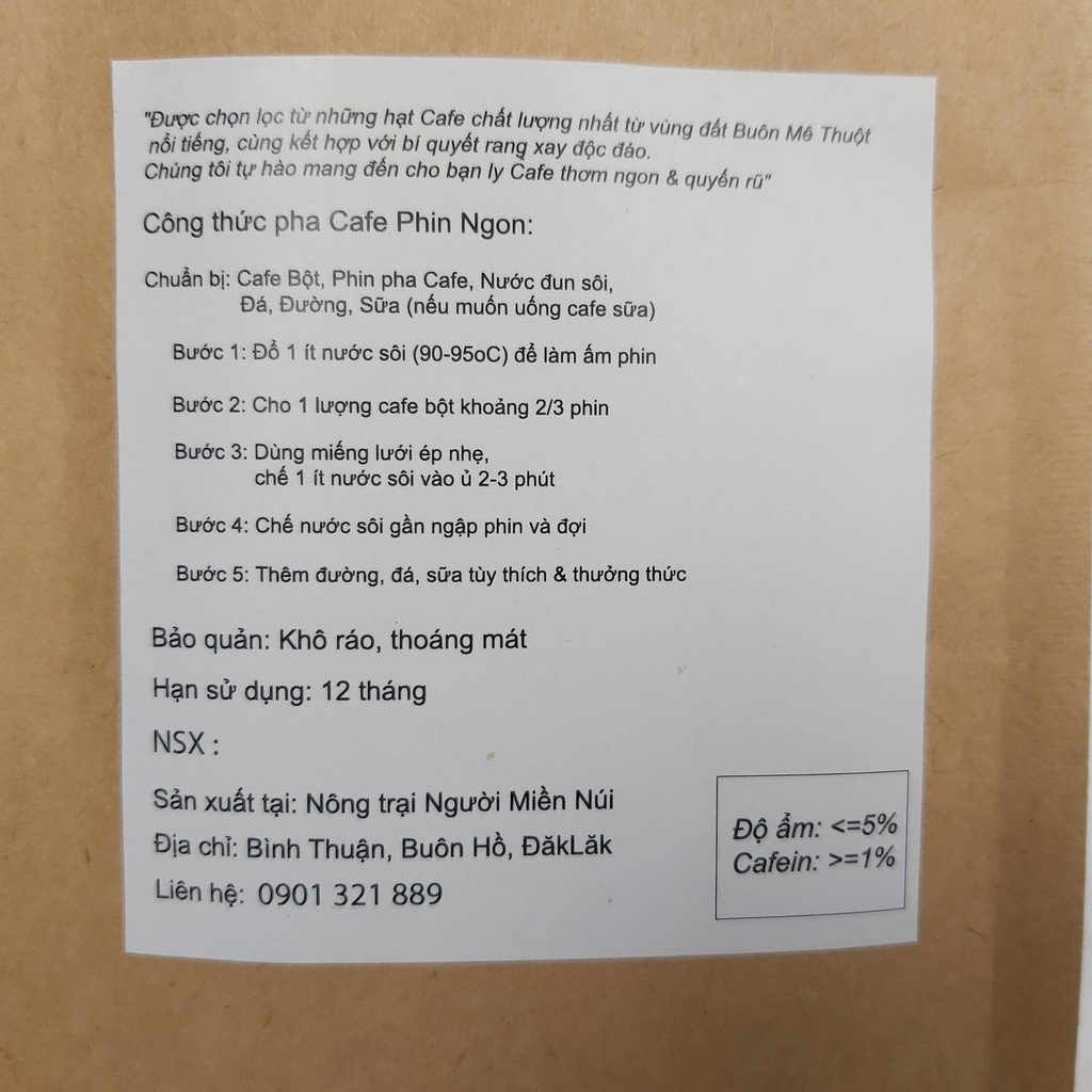 Cafe rang mộc nguyên chất Robusta 250gram [NGƯỜI MIỀN NÚI] | BigBuy360 - bigbuy360.vn