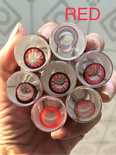 Lens đỏ cosplay siêu hot hsd 6 tháng lens red pink len hồng