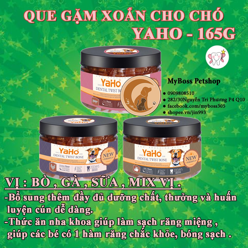 Xương xoắn gặm sạch răng cho chó Yaho hộp 165g đủ vị