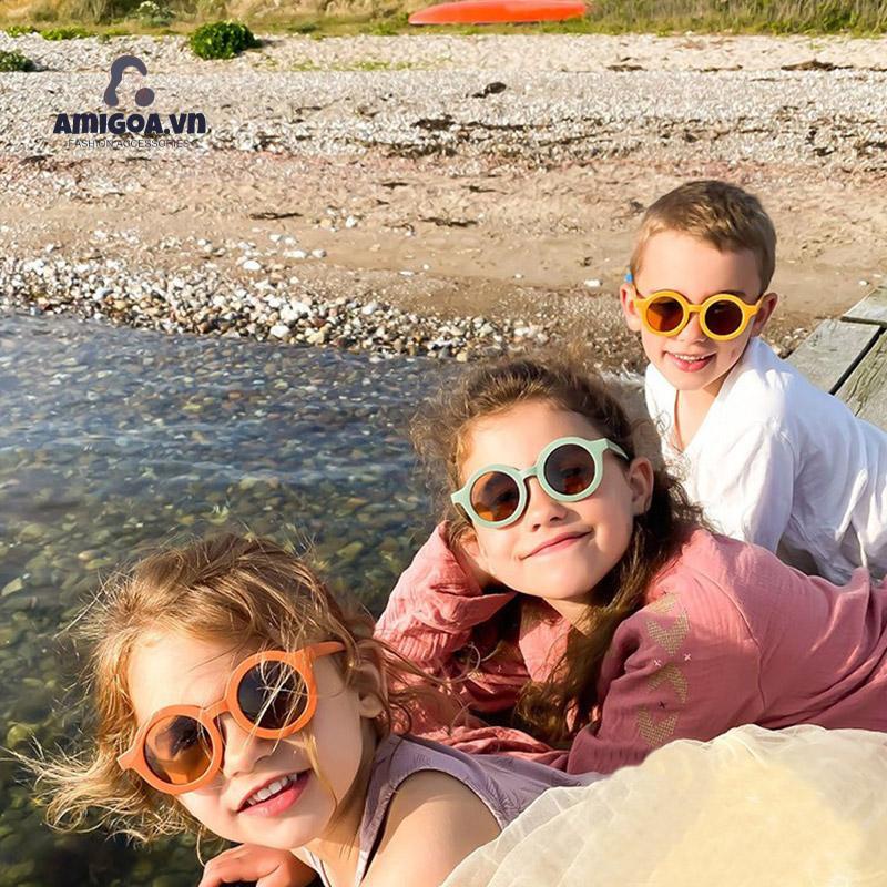 Kính Mát Gọng Tròn Phong Cách Cổ Điển Thời Trang Cho Bé