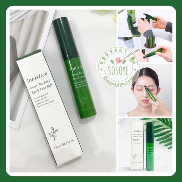 Thanh Lăn Tinh Chất Dưỡng Mắt và Mặt Innisfree Green Tea Seed Eye &amp; Face Ball Innisfree 10ml