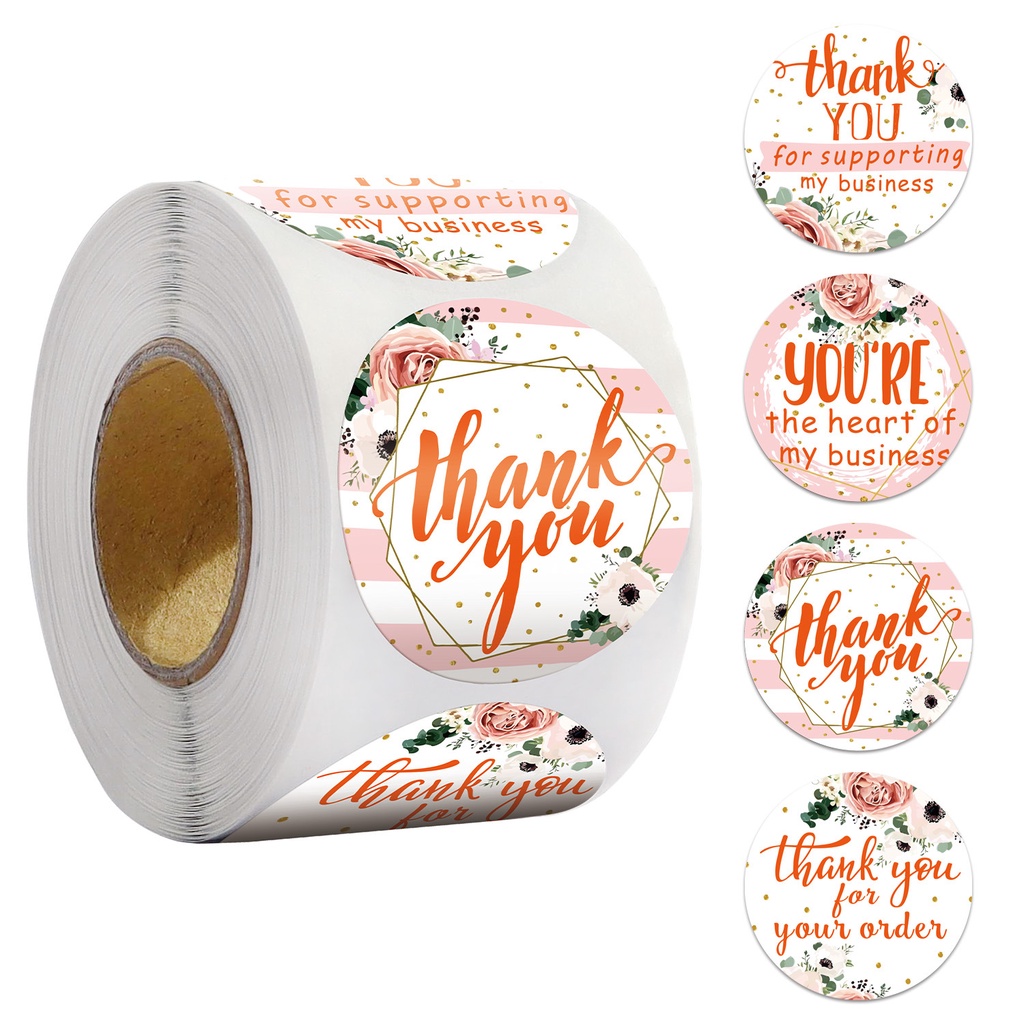 Tem Nhãn Dán Sticker, Miếng Dán Decal Thank You, Tem Nhãn Dán Sản Phẩm 500 cái/1 cuộn
