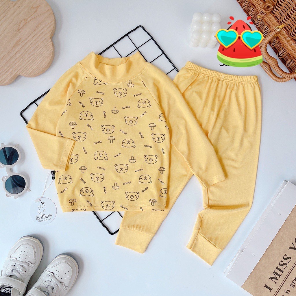 Bộ dài tay em bé minkymom, dài gấu cổ cao A30