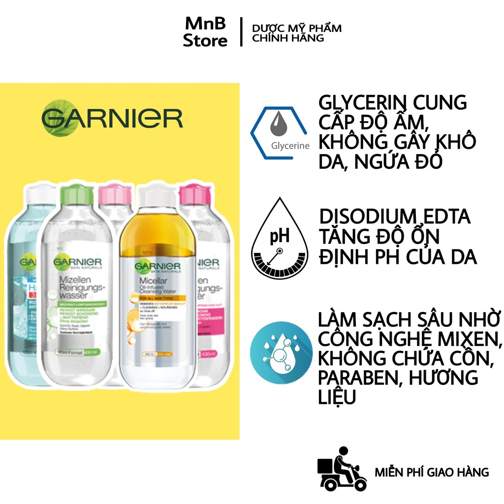 [Mã COSDAY giảm 8% đơn 150K] Nước tẩy trang Garnier Skinactive Micellar Water cho da dầu mụn da khô da nhạy cảm 400ml | BigBuy360 - bigbuy360.vn