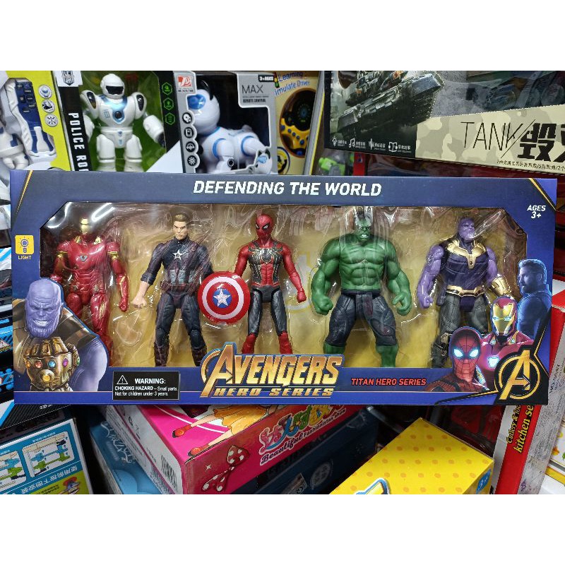 YK5990-16A Hộp đồ chơi mô hình nhân vật siêu anh hùng AVENGERS HERO SERIES, có đèn phát sáng