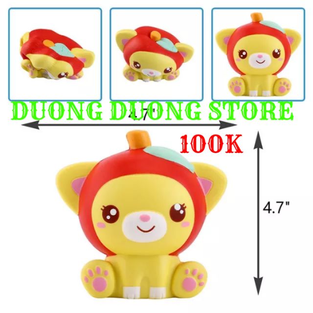 SQUISHY GẤU VÀNG ĐỘI NÓN TÁO