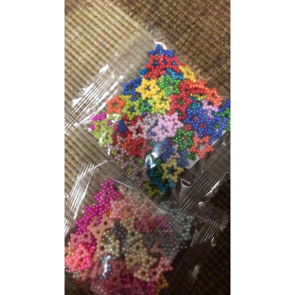 Set 100 hạt ngọc trai giả hình ngôi sao/ trái tim/ nơ trang trí đồ thủ công