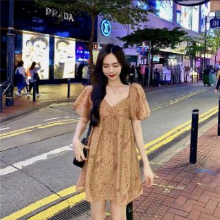 Dallm Váy hoa nhí cổ V