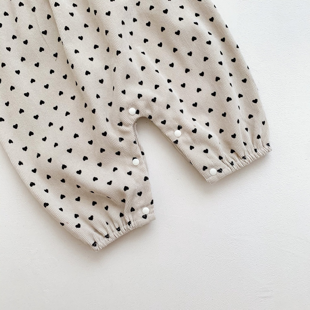 Bộ Áo Liền Quần Không Tay Họa Tiết Trái Tim Phong Cách Hàn Quốc Dành Cho Bé 1 Tuổi