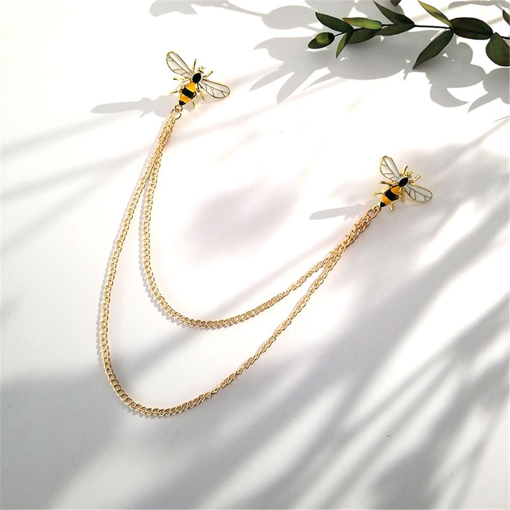 Ghim Cài Áo Bằng Hợp Kim Hình Ong Phối Dây Xích Tua Rua Thời Trang Cho Nữ