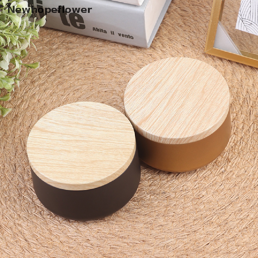 Hộp Thiếc Đựng Nến / Nến Trang Trí Họa Tiết Vân Gỗ