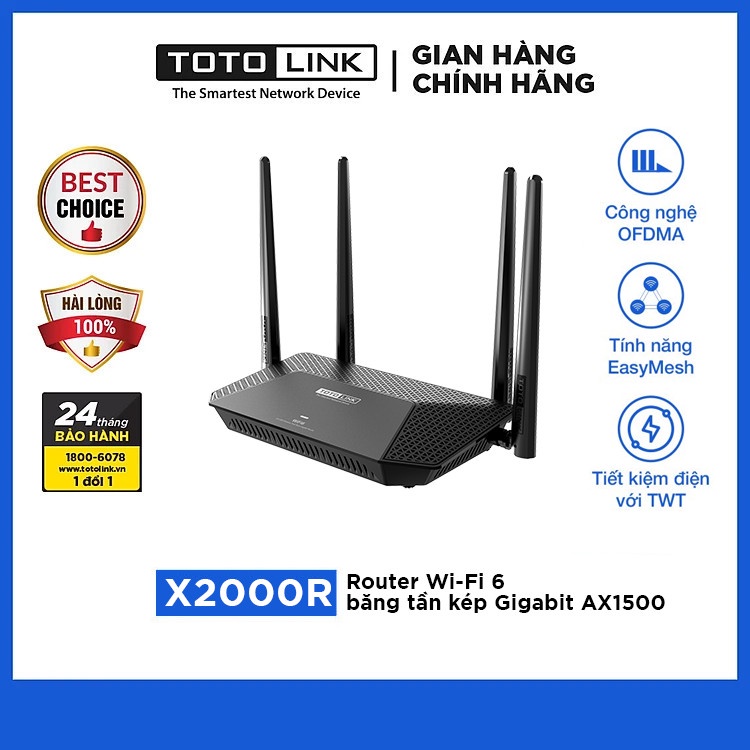 X2000R - Router Wi-Fi 6 băng tần kép Gigabit AX1500. Hàng chính hãng