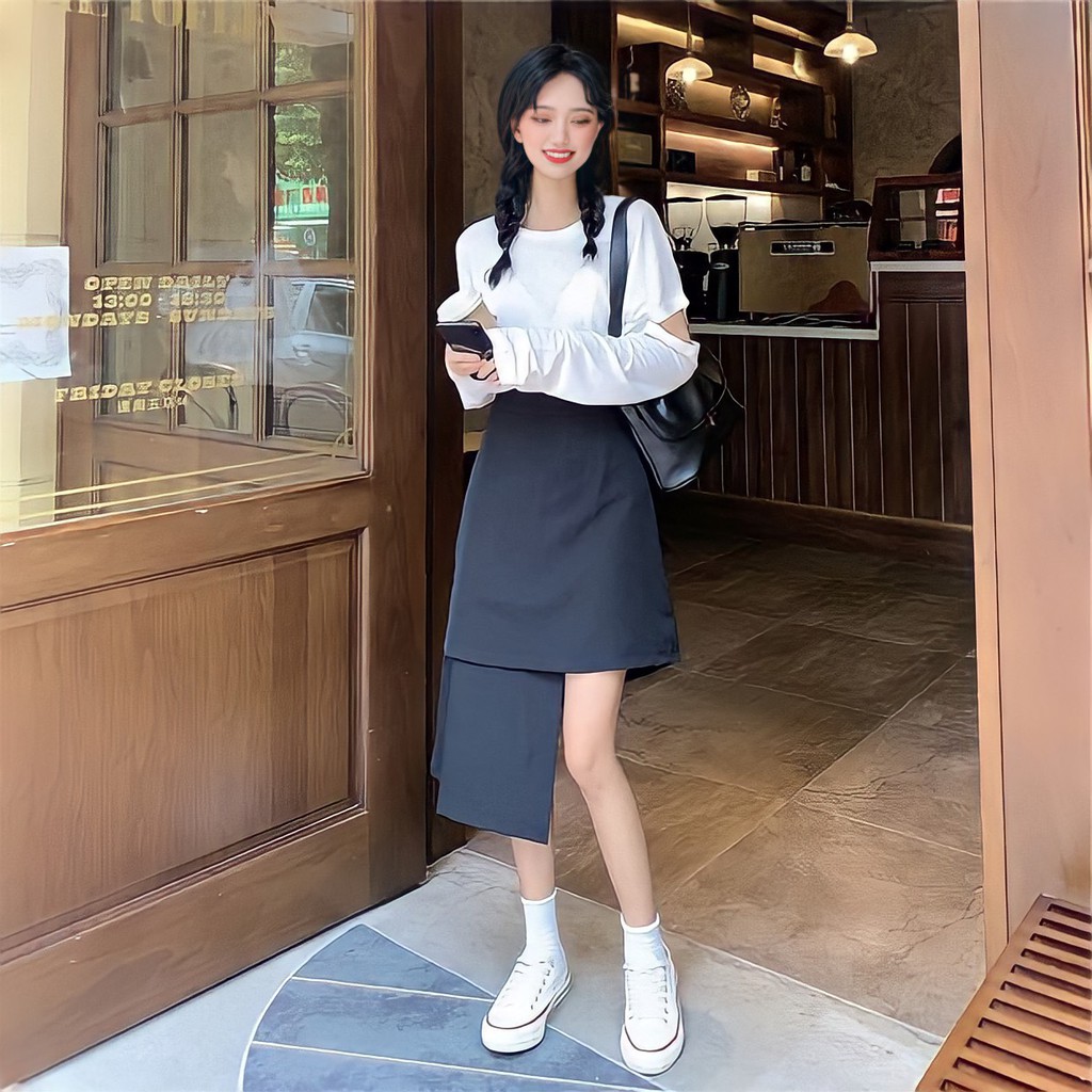 Chân Váy Umi Lệch Tầng 🦋FREESHIP🦋 Váy Nữ Dáng Hàn 2 Tà Cao Thấp | BigBuy360 - bigbuy360.vn