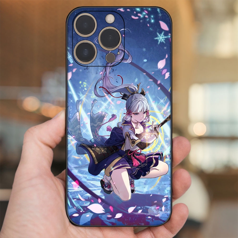 Ốp lưng iPhone 14 Pro dẻo đen cạnh vuông in hình Ayaka Genshin Impact