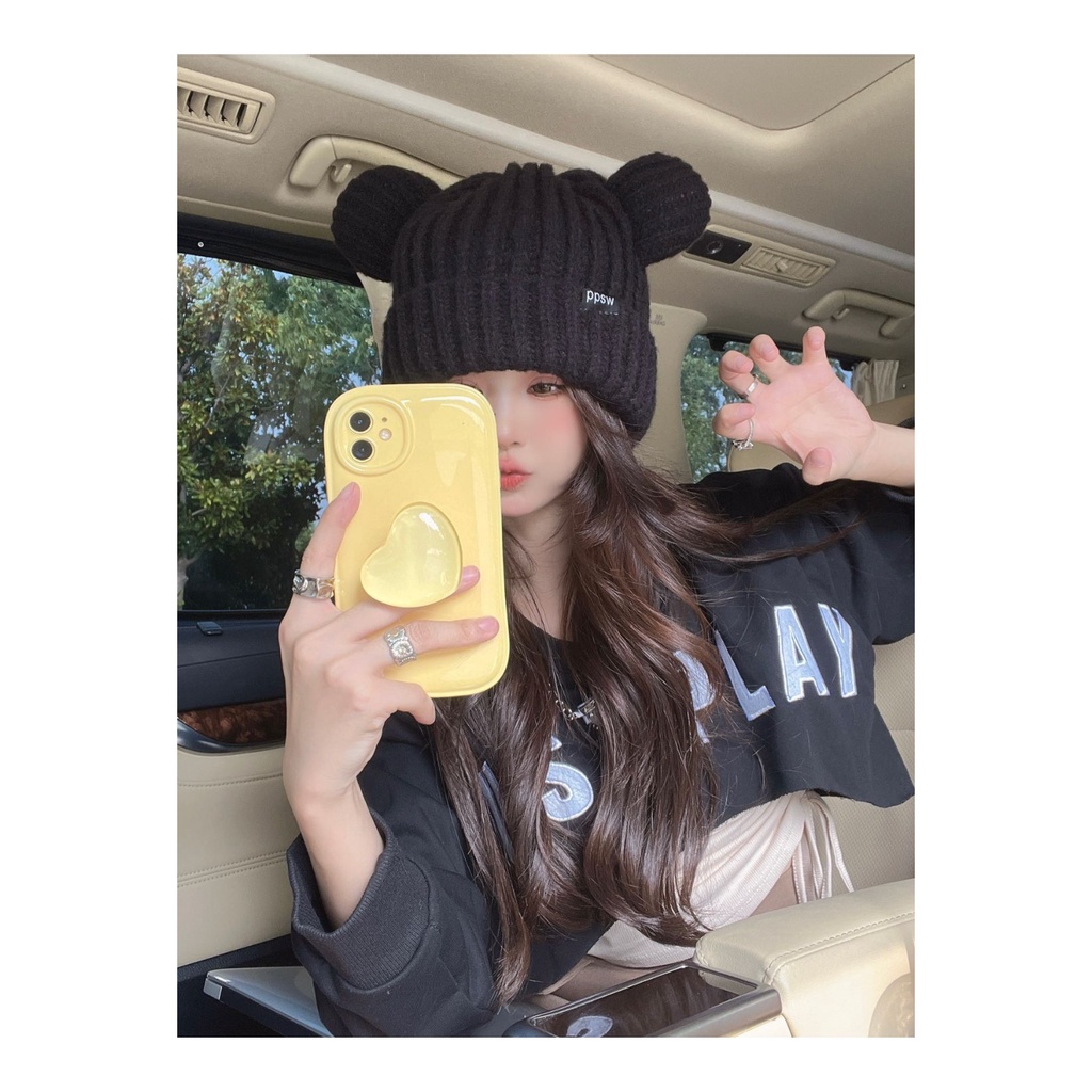 Mũ Len Dệt Kim Chống Lạnh In Chữ Phong Cách Hàn Quốc Cho Nữ