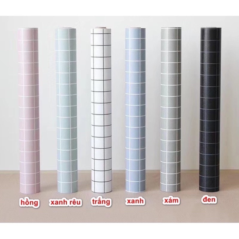 Giấy Dán Tường Kẻ Ô - Giấy Dán Tường Ô Vuông Caro Khổ 45Cm Có Sẵn Keo - Giấy Dán Tường Kẻ Ô Vuông