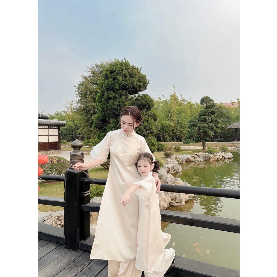 ÁO DÀI VẢI VOAN HỌA TIẾT HOA ĐÀO HOT TẾT 2022