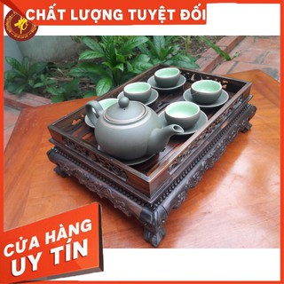 Khay trà rồng chầu gỗ Mun