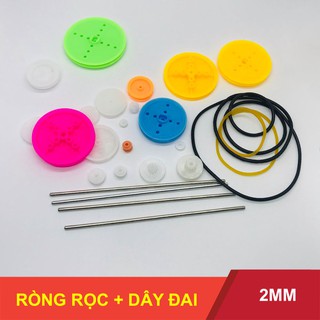 Bộ 19 cái ròng rọc nhựa mini kèm trục và dây đai DIY - LK0225