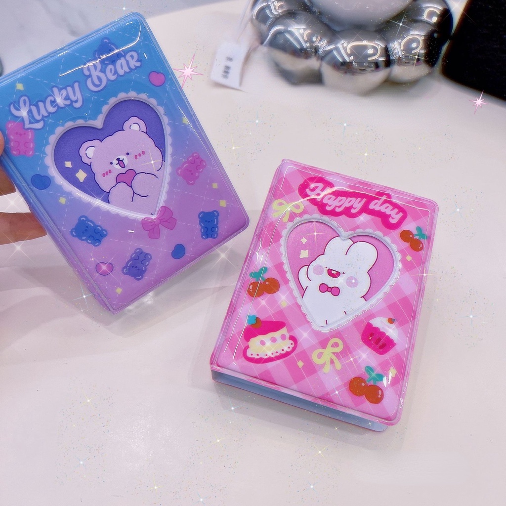 Album Ảnh 3 Inch Hình Gấu Dễ Thương Kèm 20 Túi Đựng Chất Liệu PVC