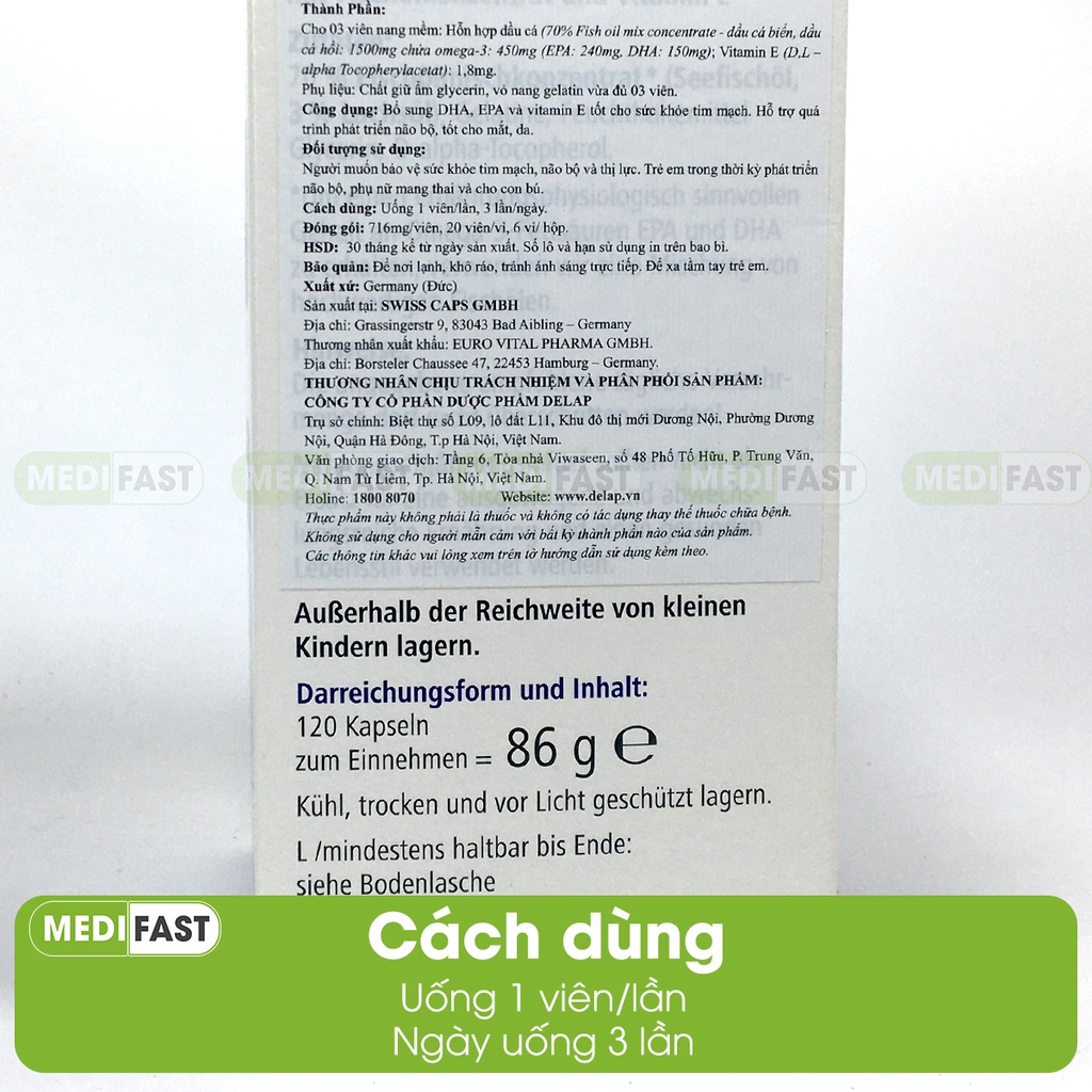 Bổ sung Omega 3 từ dầu cá - Heilusan Omega 3 Kapseln - Tốt cho tim mạch, phát triển não bộ, tốt cho mắt,đẹp da
