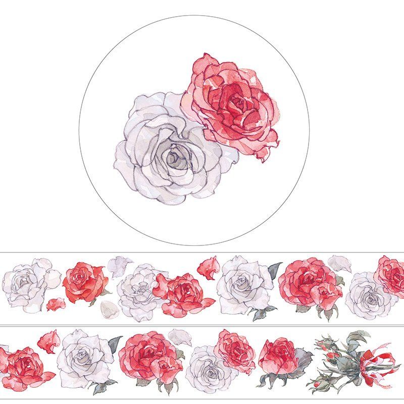 Đoạn chiết hình dán washi tape hoa hồng