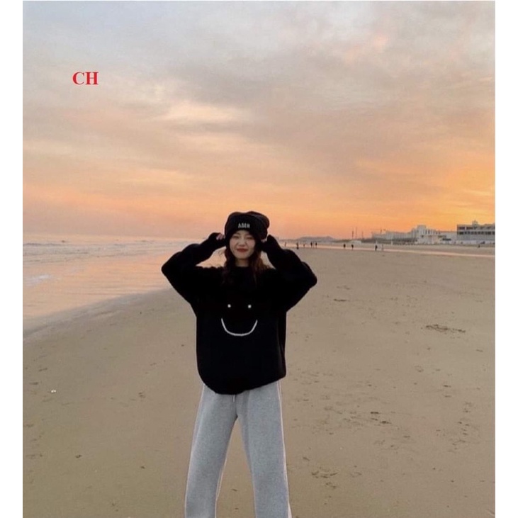 Sét áo mặt cười + quần xám dây rút ống COB