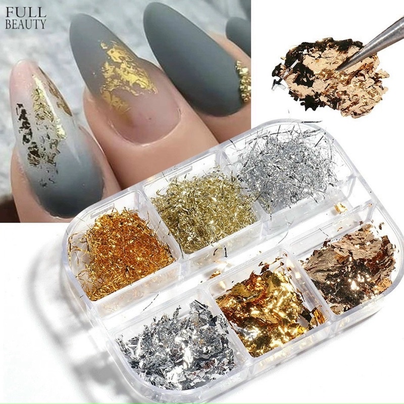 Set nhũ ẩn gel, ẩn bột, nhũ mịn trang trí móng, phụ kiện nail