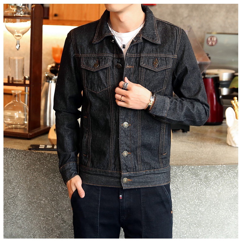 Đã s ẵn sàng Stock men's casual Slim Denim Jacket Men clothes cao bồi Jean Jacket