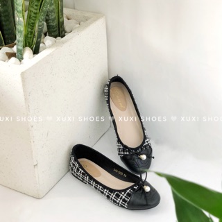 ( ảnh thật ) Giày búp bê đính nơ chane