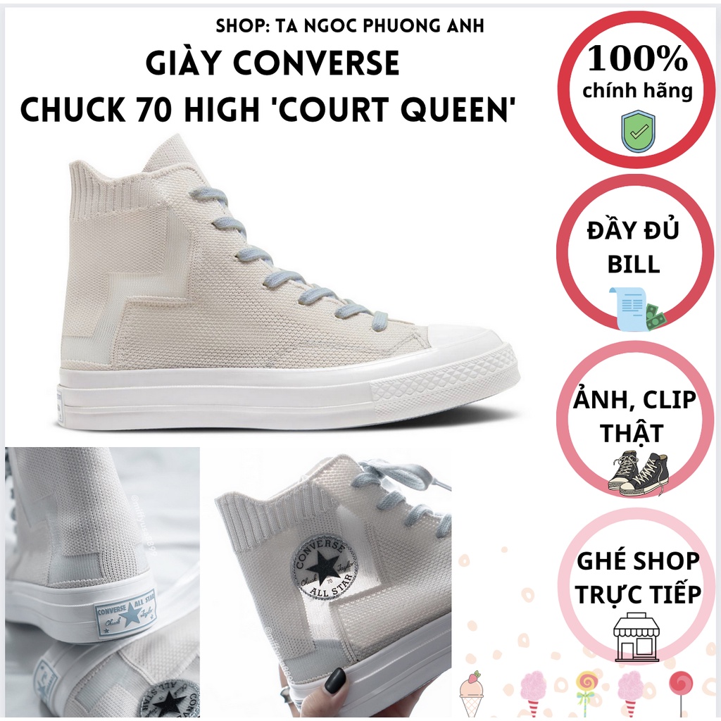 GIÀY CONVERSE: Chuck 70 High 'Court Queen'  NUDE, TRẮNG, XANH DƯƠNG