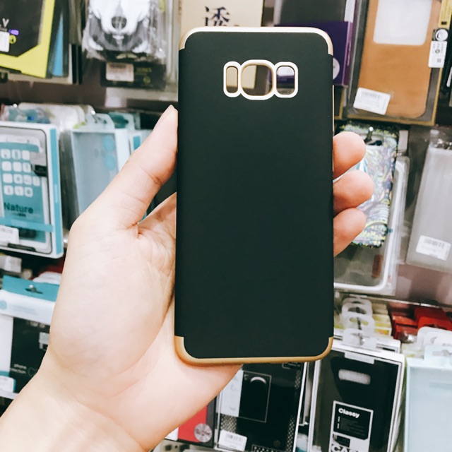 Ốp lưng Sámung S8/S8plus silicone viền vàng - Giá rẻ